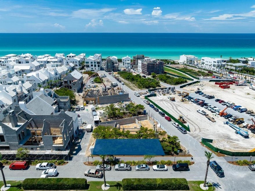 South of 30A corner homesite in Alys Beach fronting Sea Garden Street and the iconic palm tree lined 30A corridor of Alys Beach. Buyer has the option to complete house plans that are currently in design. House plans consist of 4,441sf, 4 bedrooms plus bunk room, multiple living rooms, two car garage and a 3rd floor rooftop terrace.