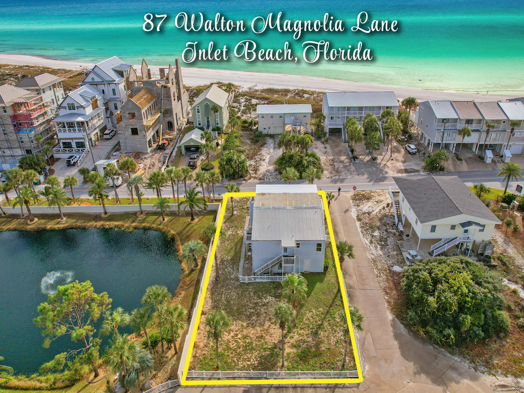 - Luxury Coastal Homesite - This parcel 70' x 143' (subject to 33' right of way), located in the trending up-scale community of Inlet Beach, is ideal for a coastal dream home at the beach.  The property offers beautiful gulf views, close beach access and NO HOA & Fees.  Nearby Rosemary Beach and the surrounding area offer a wide variety of fantastic restaurants and shops. For recreational activities just minutes away, Camp Helen State Park and Lake Powell (the largest of the rare coastal dune lakes) are nearby.  Also, Pier Park in PCB is 10 mi. & ECP-Beaches Int'l Airport is 20 mi. This property is being sold for the land value only ''As Is''. Seller will provide Land Disclosure only and is not providing any disclosure regarding structures built on the land. Survey Available.