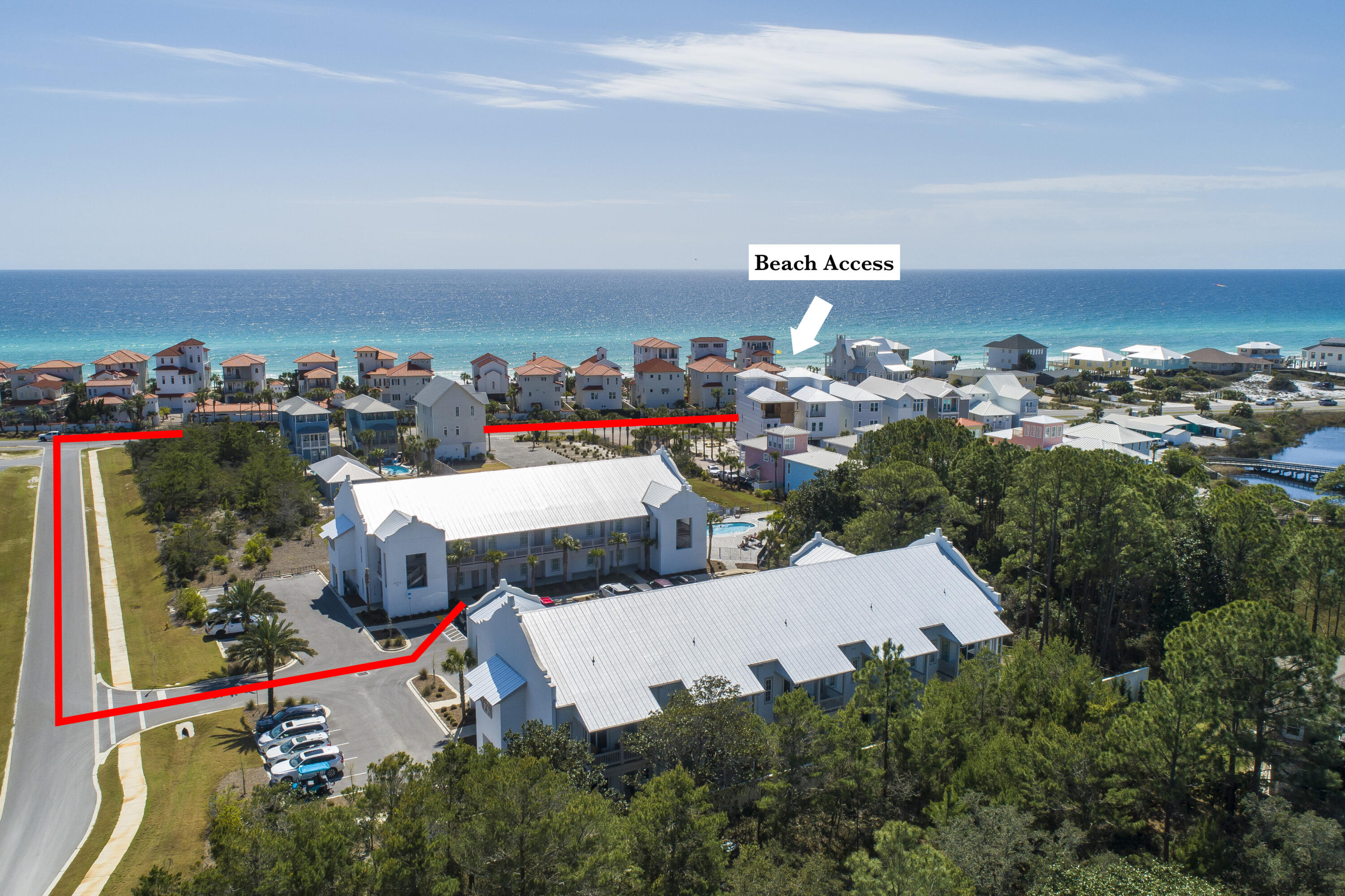 Enjoy listening to the sound of crashing waves from the Gulf while you relax on the terrace of this new three-bedroom two bath Azure of 30A unit. Experience the laid-back quiet environment afforded you in this exclusive 19-unit complex. Just steps away from two beach accesses you can take a leisurely walk to the beach to enjoy evening sunsets. Azure of 30A features a resort style heated pool and a separate spa for you and your guest's year-round enjoyment. Developed by premier builder, Cole construction, units include features such as Mohawk flooring, 10-foot ceilings throughout, 8-foot solid shaker panel doors, smooth finished interior walls and shaker style cabinets with quartz countertops. Three full bedroom units, third BD set up with custom built in bunk beds.