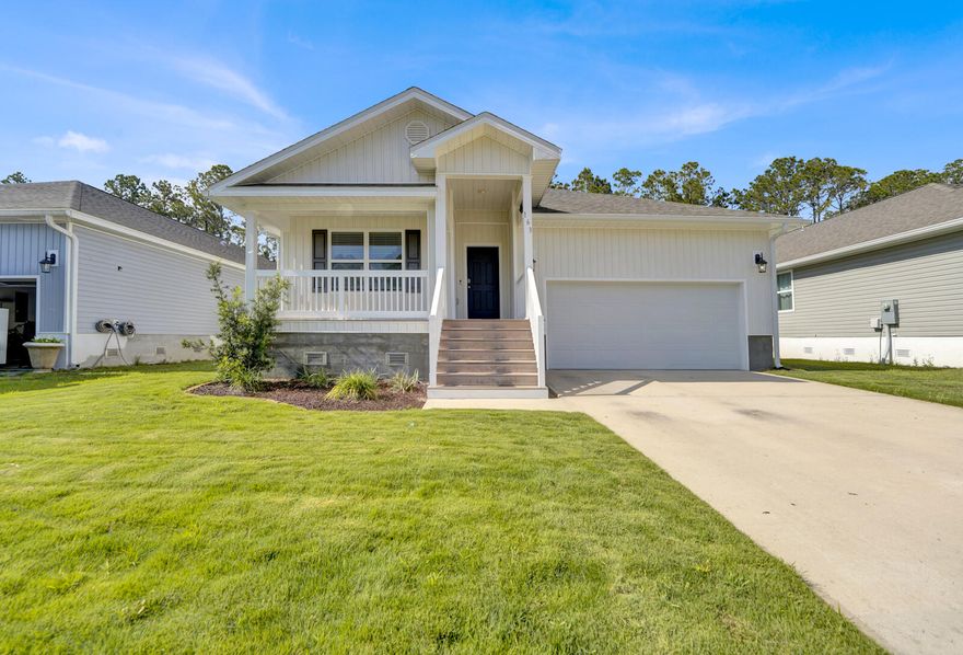 Beautiful home in cul-de-sac community located just blocks from the Bay and minutes to the pristine beaches of 30A in South Walton. An open air plan that is great for entertaining with a large kitchen island and walk-in pantry. It has a full size 2 car garage.  Large extended back deck with spacious back yard. A smart home with video door bell and thermostat, Keyless door locks, and Qolsys touch panel. Priced for a quick sale!