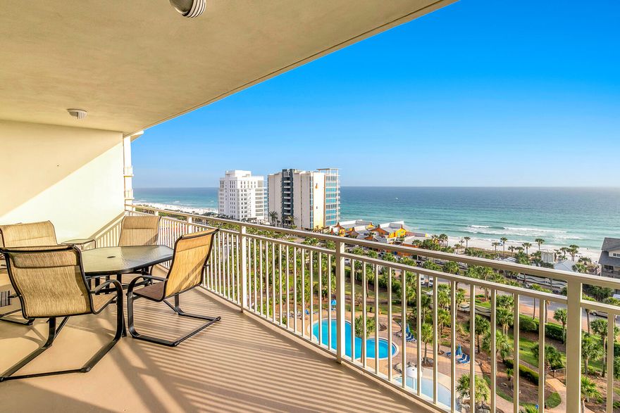 THIS CONDO COMES WITH A ASSIGNED COVERED PARKING & STORAGE LOCKER. Fantastic gulf views from this 10th floor 3 bed/2 bath condo located in the gated beach complex of Sterling Shores! Unit1018 has been freshly painted throughout and locks in those vacation vibes, while maintaining a luxurious and lustrous feel through high-end decor and the attention to detail found in every inch of the unit. While this is a turnkey rental ready unit, the owners have only used this condo as a 2nd home and have continued to keep the unit in pristine condition.  The amenities in this complex are some of the best, and includes a gym, multiple pools, and onsite restaurants. One of the pools offers a waterfall feature in the kids' area and the other is gulf-front