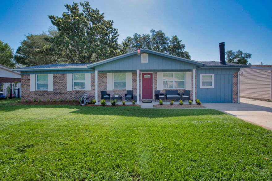 Great location!  This 4 bed/2 bath home has been completely remodeled in 2022.  A new roof was installed, repainted exterior, all sprinklers were repaired and a timer system added, the pool was cleaned and refilled and all windows in the home were replaced.  The list goes on and on.  Inside the home, it's open and bright with new drywall and fresh paint throughout, new flooring, appliances and all lighting, including ceiling fans.  New A/C ductwork through the entire home, and a 50-gallon hot water heater was installed.  Enjoy your privacy in the screened in porch or relaxing in the pool from the fully fenced backyard.