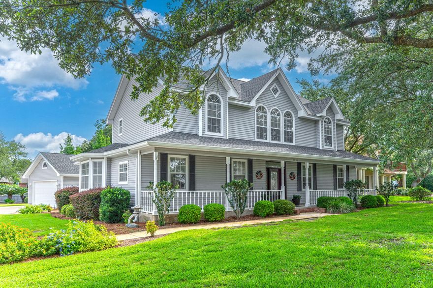Welcome to 2009 Pritchard Point Drive Nestled in the serene Pritchard Point neighborhood on Scenic Santa Rosa Sound. This meticulously maintained home offers the perfect blend of comfort & charm. Enjoy the convenience of deeded beach access w/a nearby dock featuring its own boat slip, just steps away from your front door. One of the largest lots in the subdivision adorned w/mature Oak Trees offering shade & privacy.  Front Porch Charm & excellent landscaping that welcomes you to this home that has lots of natural light. As soon as you step into the front door, you'll be greeted by an entryway that leads you into the rest of the home. This house features large rooms and lots of storage throughout. Large kitchen has tons of cabinets, countertops, new stainless steel appliances a breakfast bar, large walk in pantry & eat in kitchen. The wood burning fireplace w/gas starter adds warmth & coziness to the living room.  A formal dining room perfect for hosting guests or family dinners. Large master bedroom on the first floor with separate vanity areas, 2 generous walk in closets, and walk in shower with two shower heads. Three spacious bedrooms located upstairs,  a loft and an upstairs bathroom that is split to be multi-functional.  Relax or entertain on the expansive covered back patio, ideal for family gatherings or quiet moments. Home also has a new roof (2024). The calm waters of the Sound offers the perfect place to play in the water or watch the sunset ~ just a 2 minute walk from your front door!!  Conveniently located within 8 miles to Hurlburt Field & 4 miles to Navarre Beach. Discover the perfect place to call home where comfort, convenience, and coastal charm converge seamlessly.