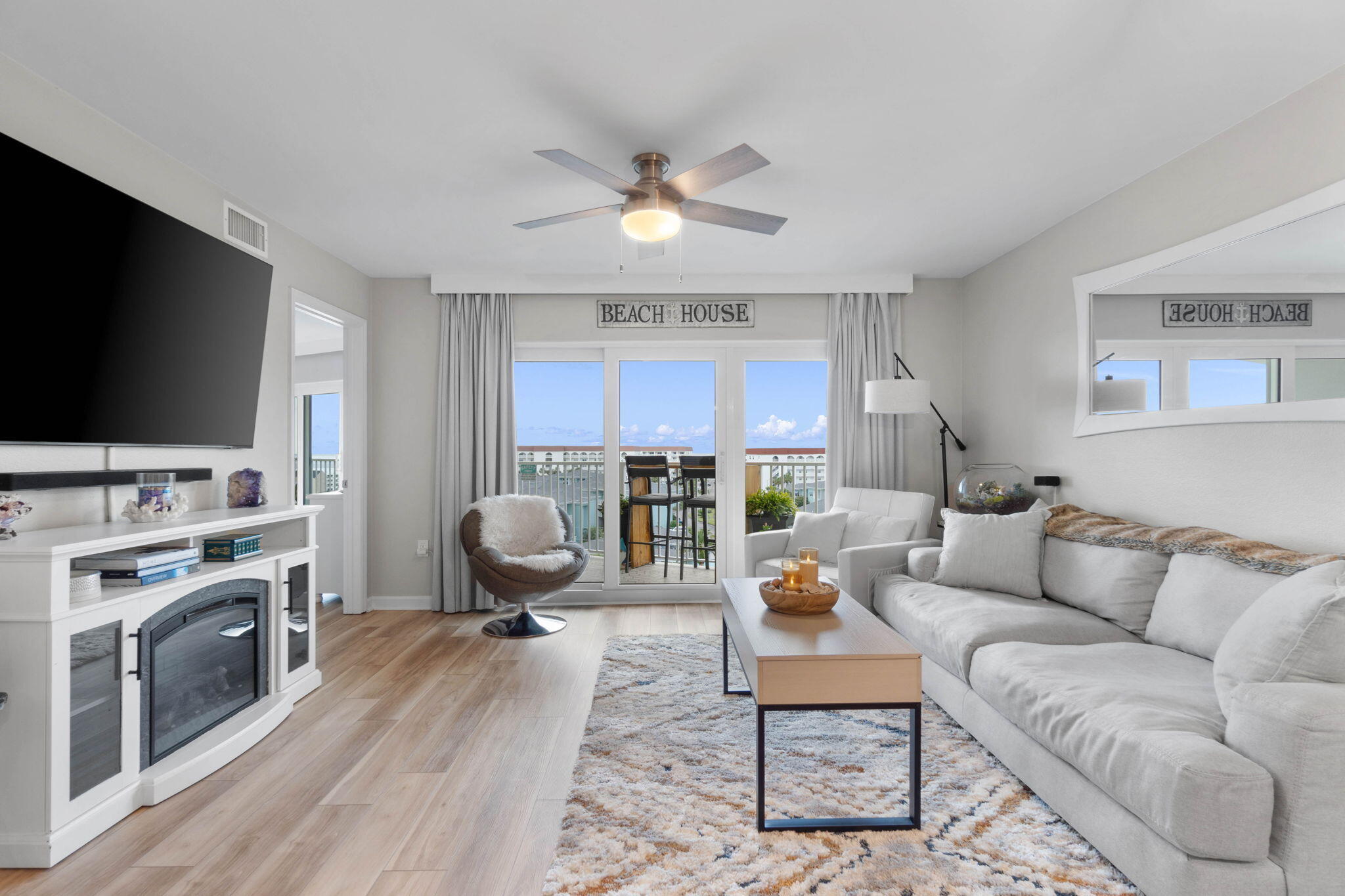 Wow! Must See! 2BR/2BA Condo on the beach side of Santa Rosa Blvd! NICE views of the Gulf and the Sound! ***NEW Renovation in 2022!*** You'll love it! This was not a rental, and everything is ''LIKE NEW! Furnished as seen in the pictures. Great Rental Opportunity, 2nd home, or to live in at the beach! Okaloosa Island is a popular vacation spot with restaurants, pubs, and other tourist attractions! ***$40k per unit Assessment completed in 2022. This has been paid by the seller. This included New Windows, New Sliding Doors, Water Proofing, Painting, Repairs to the building, and other miscellaneous items. SIRS Completed in Fall 2024. Traditional Reserve Study Completed Fall 2024. Whole Complex Roof Replaced Nov 2024.*** Amenities include indoor/outdoor pool, See More... Amenities continued - picnic area, BBQ, fitness center, and covered parking! 1 Assigned space, too! Buyer to verify measurements and pertinent data. Pets not permitted, guest or owner.