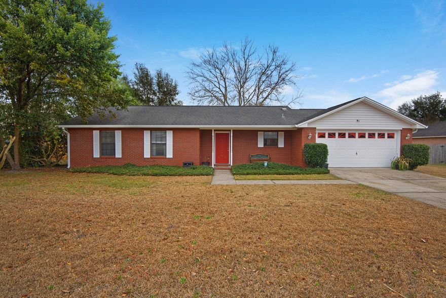 Lovely, turn-key, single story, ranch that's ready and available for you to make it home! New Water heater in 2021, New seamless gutters 2022, New sliding door glass 2021, Fully fenced back yard with New side gate, NO carpet, and all brick exterior! This impeccably maintained 3 bedroom and 2 full bathroom home includes a large family room, roomy eat-in kitchen, solid wood kitchen cabinets, some stainless steel appliances, and an oversized 2 car garage! Yard shed, washer/dryer, window coverings, and kitchen appliances all convey! Come see this great property today!