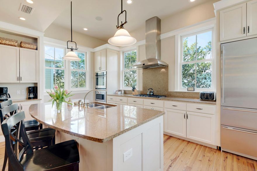 Best Value & Price In Lake District - Serene Watercolor location within short distance to the boathouse, town center & walking paths. ''Serenity Path'' boasts spacious gathering areas, vast porches, a first floor master bedroom that backs up to community green space plus 2 guest bedrooms with en suite baths & a guest house! Daylight flows through the center of the main house from the 3rd floor tower down to the first floor library. Second floor gourmet kitchen with gas range, Sub-Zero fridge, Fisher-Paykel 2 drawer dishwasher, breakfast bar, butlers pantry, custom window/banquette seating & more. Expansive home provides living areas on each floor, a luxurious master suite w/trough tub, separate shower, walk-in closet & a guest house allowing for additional privacy. Plenty of storage space throughout and additional owners closets. A clever separate and private indoor bath with outdoor access makes rinsing off the sand after the beach quite convenient. Take yourself up to the 3rd floor cupola and enjoy the sunset and tower top views of Watercolor. "Serenity Path" is currently a rental property with Sunburst Beach Vacations.YTD $74,000 with projections of $100,000***Buyer is responsible for personally verifying details about this property. All information contained on the listing is believed to be accurate, yet not guaranteed. ***