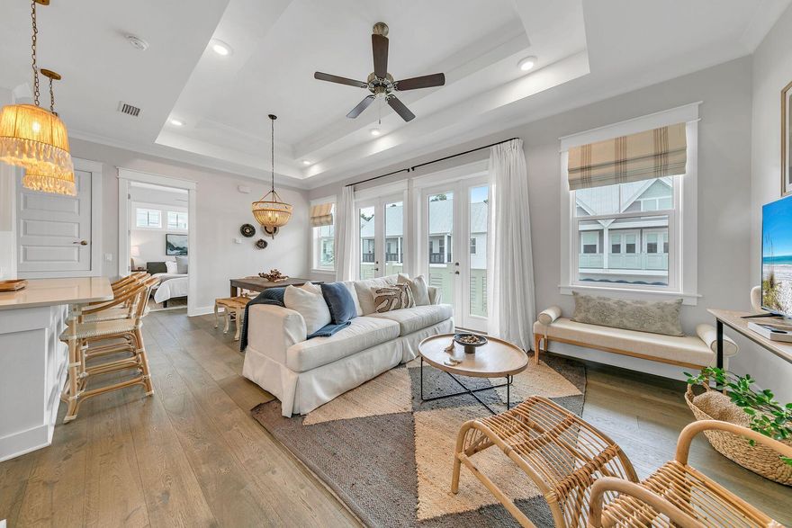$58K+ ALREADY ON THE BOOKS FOR 2025!! SELLER IS OFFERING $5K CLOSING CREDIT ON THIS SUCCESSFUL RENTAL WITH OVER $62K IN RENTAL INCOME IN 2024. Showcasing high-end furnishings and neutral coastal boho decor, this 2019 built luxury two-bedroom, two-bath top-floor townhouse is located on the north side of Prominence on 30A. Ideal for investors looking for instant income or owners looking for a second home beach retreat. The tasteful ambiance paired with warm furnishings ensures a relaxing and comfortable space for owners and guests. The fully-equipped townhome boasts a one-car garage, 10' ceilings, engineered wood flooring, new lighting, and an extended covered patio, ideal for watching the sun go down with a cool beverage. The chef's kitchen offers quartz countertops, a farmhouse sink and stainless steel ElectroLux appliances, with a natural gas cooktop. The primary suite offers a king bed and dual vanities, while the second bedroom features a king size bed with an overhead twin bunk, offering comfort and convenience to the outdoor covered patio. Enjoy the seamless flow of this floor-plan, where living space, bedrooms, and laundry are located on one level, providing the ultimate convenience of one-story living. 
Prominence is conveniently located to multiple beach accesses and the pristine Deer Lake State Park, which is home to walking trails, beach accesses and newly renovated facilities, as well as some of 30A's best shopping, dining & entertainment. Just across the street from the townhome is the 'Big Chill' which features several restaurants and an outdoor theater that regularly hosts live music, exercise classes, movie nights and live sporting events. Prominence is also home to two resort-style pools, a fitness center and has its own shuttle service to the beach during season. This splendid townhome has a successful rental history with five-star ratings and more than $62K in annual rental income this past year. Don't miss a chance to own this beautiful townhome in this vibrant community.