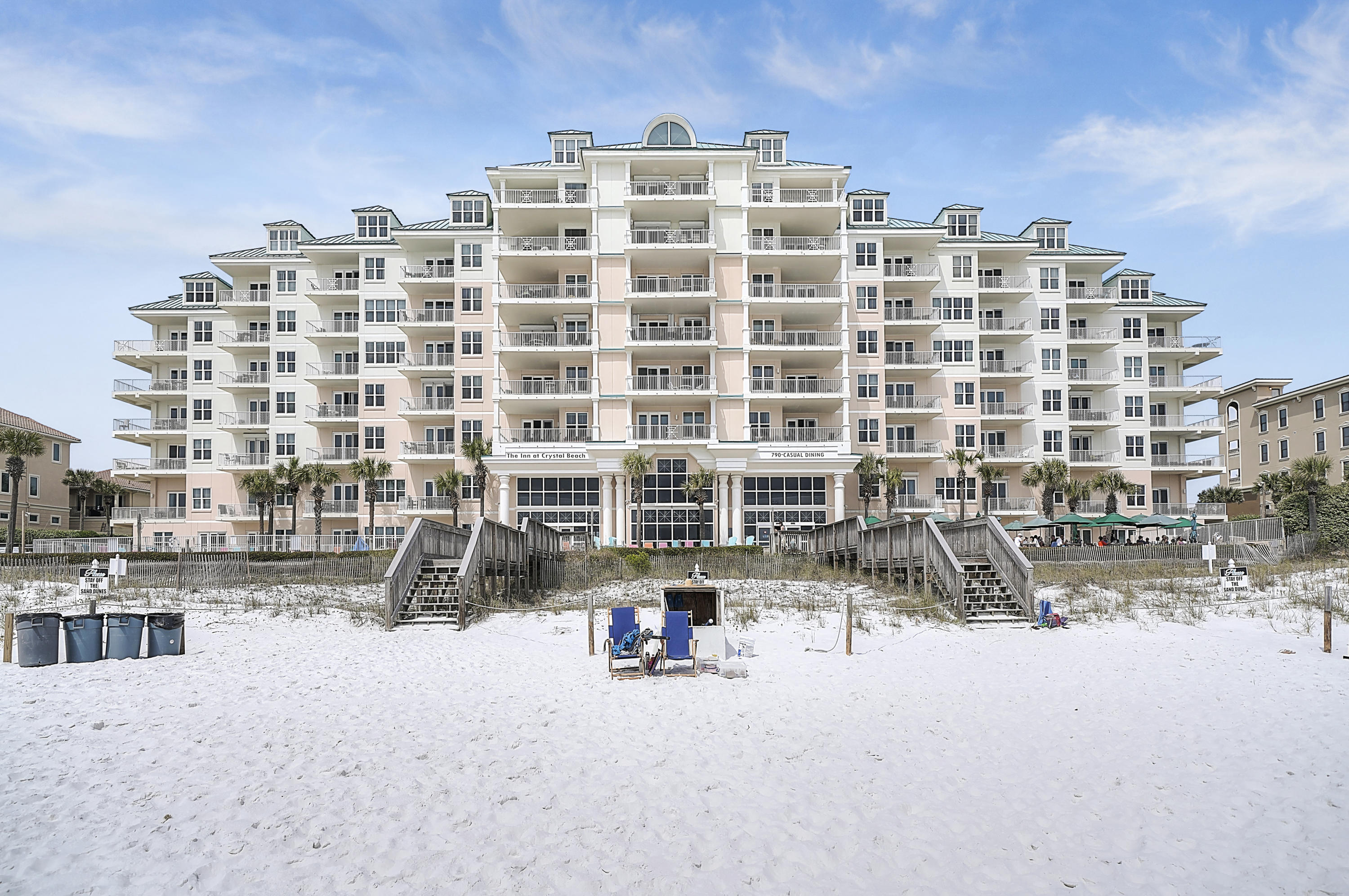 ENJOY AMAZING GULF VIEWS in a 5-bedroom unit at the Inn at Crystal Beach. LOCKOUT CONDO! Rare opportunity to own this beautiful 5-bedroom 4-bath Gulf front condo located in the prestigious Inn at Crystal Beach as your second home or investment property! This Condo has a unique ''lock-out'' floor plan, allowing for an excellent rental opportunity with comparable units with $185,508 year to date. This unique condo has an ''A'' and a ''B'' Unit or can rent as a 5 bedrooms with a connecting door. 503A is a 3 Bedroom/2 Bathroom unit and 503B is a 2 Bedroom/2 Bathroom unit. Each side offers a full kitchen, a living & dining area as well as a washer.dryer in each unit. and both side have balcony access from the living room as well as the master bedroom. Show this great condo today!