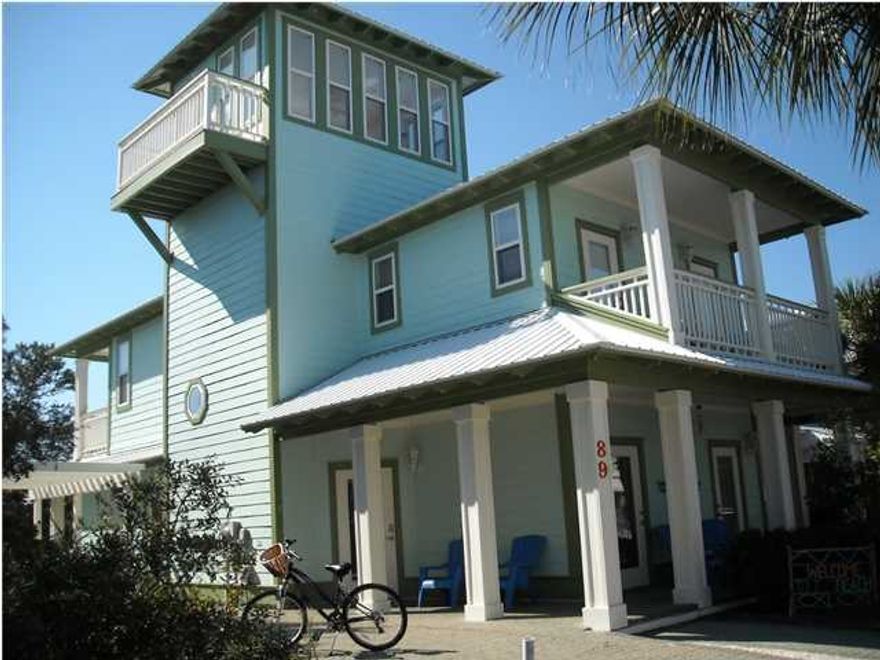 Largest Lot in Seacrest Beach. Plenty of room to add a pool and garage.This 4 bedroom/ 3.5 bath house has two master suites, one located on the first floor and the other located on the second floor. Every bedroom has a connecting balcony or patio with private access. The 3rd floor tower has panoramic views of Seacrest Beach. Home has a large open living/dining/kitchen area and is located across the street from a large green space. Very close to Seacrest's 12,000 square foot pool. 30A Escapes is offering the new Buyer a 2015 Rental Guarantee of $50,000. Minus the management fee the NET NET Guarantee to the Buyer is $36,000!