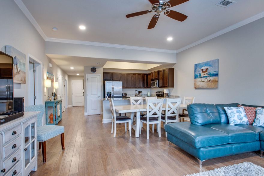 The Alerio is perfectly located along Scenic Gulf Drive, and walking distance to the beach. It is convenient to all that the Emerald Coast has to offer, shopping, dinning, entertainment and endless beach activities. This spacious 3 bedroom, 2 full bathrooms condo has beautiful hardwood flooring in living areas and bedrooms. Large Kitchen includes stainless appliances, pantry and granite countertops.  Master Suite has separate shower and garden tub with large closet.You can relax on the covered balcony right off the living area. Alerio's gated community offers a community pool (seasonally heated), hot tub, kids splash pad, grilling area, and deeded beach access directly across the street from the condo. This condo is in pristine condition currently on a rental program.