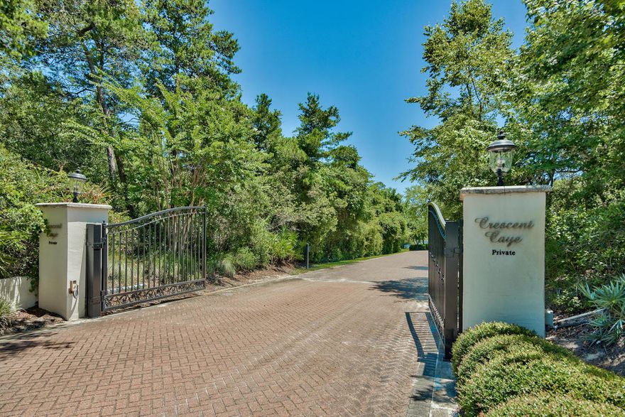 This beautiful lot in located within the small enclave of Crescent Caye, a gated neighborhood bordering Draper Lake. Enjoy lake frontage on a rare coastal dune lake with stunning views out towards the sugar white sand dunes and the sparkling waters of the Gulf of Mexico. This private and exclusive neighborhood is tucked away but just a couple miles from Seaside and Sandestin, everything you need is close by.