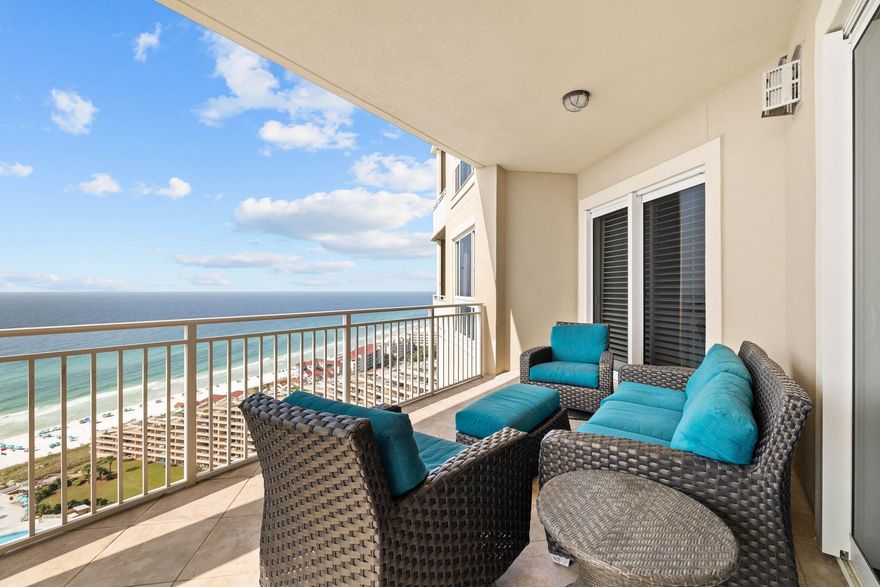 Welcome to the suite life at 2020 Grand Dunes North!  This floorplan features a welcoming open floorplan upon private entry featuring 4-bedrooms & 4-bathrooms with travertine flooring throughout. The living area and large chef's kitchen complete with stainless steel appliances, double ovens, ice maker and granite countertops is graced with open gulf views provided by 9' sliding glass doors to balcony.  The spacious dining area features an open array of windows looking down the Eastward South Walton coastline is sure to please.  Custom features include a wet bar option which is rare in this tower.  The master suite includes a double door entry into a spacious bedroom with windows facing the Gulf. The master bath features double vanities, a large walk-in shower featuring a Kohler digital shower spa system, bidet and whirlpool tub which fills from ceiling! His and hers walk-in closets compliment the balance of the master suite. Each of the guest bedrooms feature walk-in bathrooms, ample closet space and windows with views toward the Eastward skyline and Northern Bay views.  Each unit includes private elevator foyer entry, maintenance/service entry door, oversized balconies complete with gas grills, parking in garage for (2) vehicles, overflow guest suites available and 24 hour gated security complete with coded entry doors at each entry to the building and beach access.  Privacy and exclusivity is abound in this private Gulf front enclave. New AC unit 2019, new cooktop 2019, new water heater 2022 and new ice maker 2023. Easy Show and Vacant.