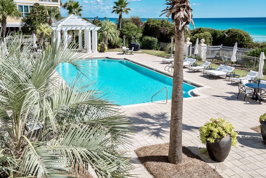 Located in the heart of Seagrove, Park Place offers privacy and exclusivity beyond measure with 19 privately owned units that sit right along the beaches of 30A. This Gulf-front residence matches single family home living in that it feels like a private home yet offers outstanding community amenities as well as solid concrete and steel construction. Upon entering this beautifully gated community, you feel whisked away into a private retreat where most residences are owned as second homes and only leases of 3 months or more are allowed. Park Place offers an exquisite grand entrance on the first level, garage parking, a storage area, a well-equipped private fitness center, private beach access with 200 feet of beachfront, and a gorgeous pool and grilling area that overlooks