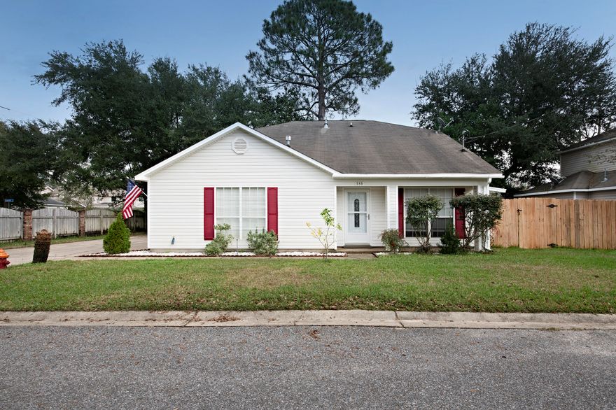 Wonderful home on a corner lot tucked away in the heart of Fort Walton Beach. As you pull into your driveway you will notice ample room for parking in addition to your 2-car garage. As you enter through the garage, you'll walk through your separate laundry room and into the hallway. From there, your large 1st floor master bedroom is to the left and your updated kitchen with stainless steel appliances and granite counter tops is to the right. As you enter the kitchen, you'll love the breakfast bar that opens into your living room with high vaulted ceilings. Take a quick step outside through your sliding glass doors from your living room onto your covered patio to enjoy those warm summer days. Outside, you'll also notice a custom motorcycle shed and storage shed with a concrete base. As you venture upstairs you'll notice 2 large bedrooms and another full bathroom. Schedule a showing for your future home today!