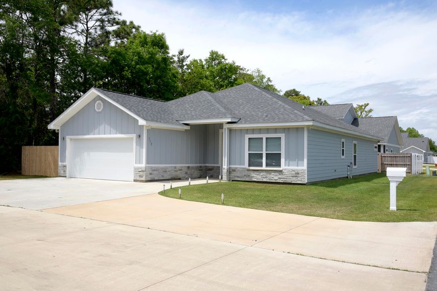 This lovely home is a short commute to both Eglin and Hurlburt. One floor with modern finishes and an open floor plan, this low maintenance home is what you have been searching for! The kitchen has a large island with a stainless vent hood above the gas cooktop/oven. Plenty of work space with quartz countertops and a large pantry, the kitchen also features beautiful European cabinets set off by the stainless steel appliances. Open to the living room, this is a large space to host friends & family.  The primary bedroom is a dream with a walk-in shower featuring several water jet settings, free standing soaker tub, a tankless hot water heater and a double vanity. Split floorplan, soft close cabinets, and more! This one is even better than the photos show! Call today to see it yourself.