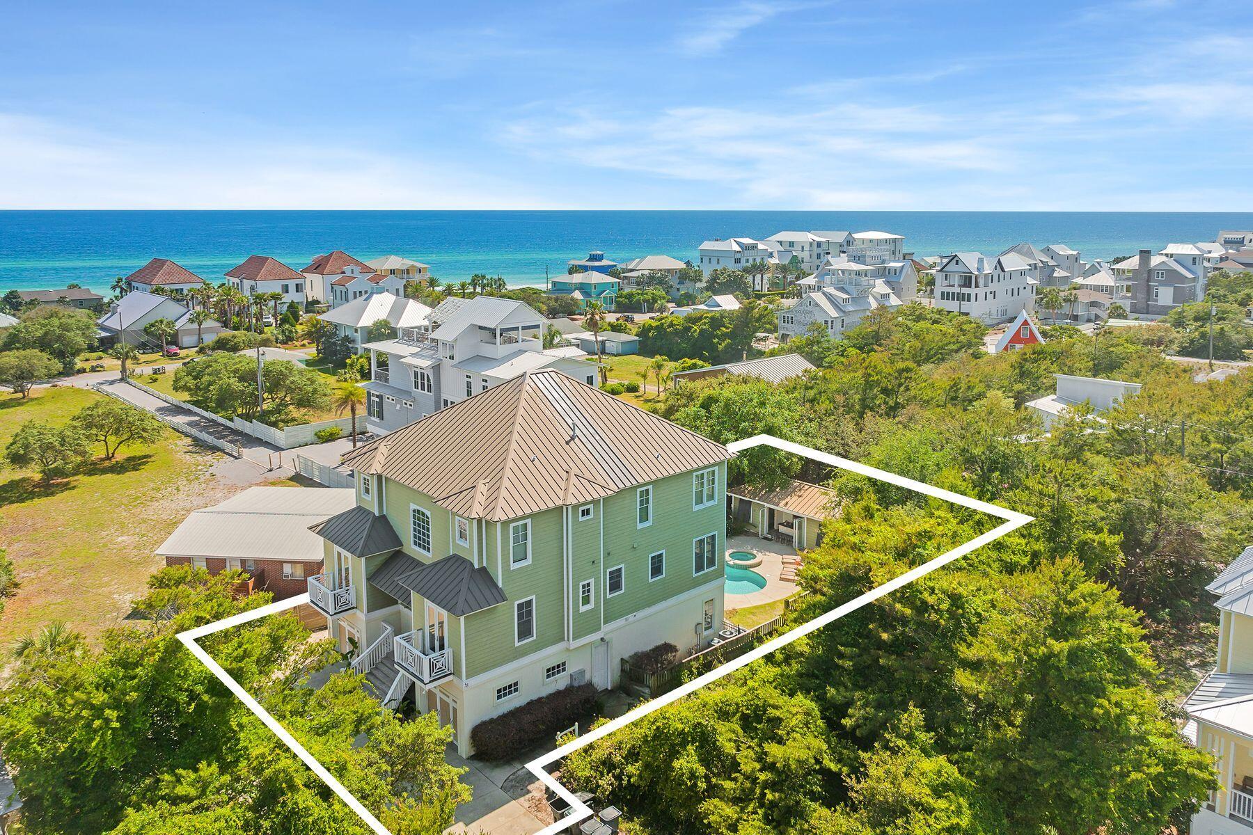 Under contract receiving back up contracts until 6/16/22. Presiding over a generous 0.23-acre lot south of Highway 98 in beautiful Inlet Beach, ''Mara Vista'' is your next dream come true. This commanding 5,076sf three-story beach house boasts a beautiful private pool with guest house and amazing gulf views. It's just a five-minute walk from sand and sea. The private fenced lot provides ample space for alfresco entertaining and spending quality time together. This beach house makes the perfect base for groups, weddings and family gatherings. When not occupied by the owners, it has earned its keep generating an impressive rental income with projections of more than $265,000 and upwards of $350,000 with a full update. Designed to sleep 19 guests,