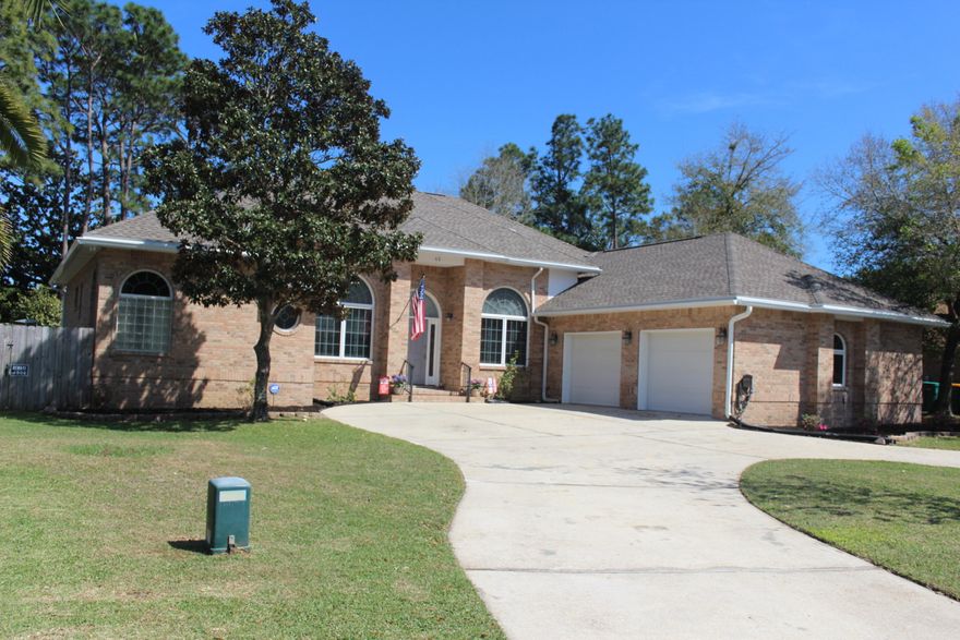 REALLY 4 Bedrooms & office. This custom built home is on the 3rd hole of Shalimar Pointe Golf Course. 2016 a new dimensional roof and in 2017 many upgrades throughout the home include gas to kitchen,flooring,quartz countertops,slate GE Profile appliances. Guest bath with new walkin shower & is a bath between to great size bedrooms. On the other side of the home is the master wing w/new granite countertops. New faucets,knobs & lighting. New patio doors out to a covered patio with a rectangle pool, storage shed, garden and 20K Generac Generator, 2 AC units and side yard with views of the lake and fairway.Outside lights convey on timer. 2nd floor BR & full bath has access to storage & steps to garage.(4th BR). See supplement info.