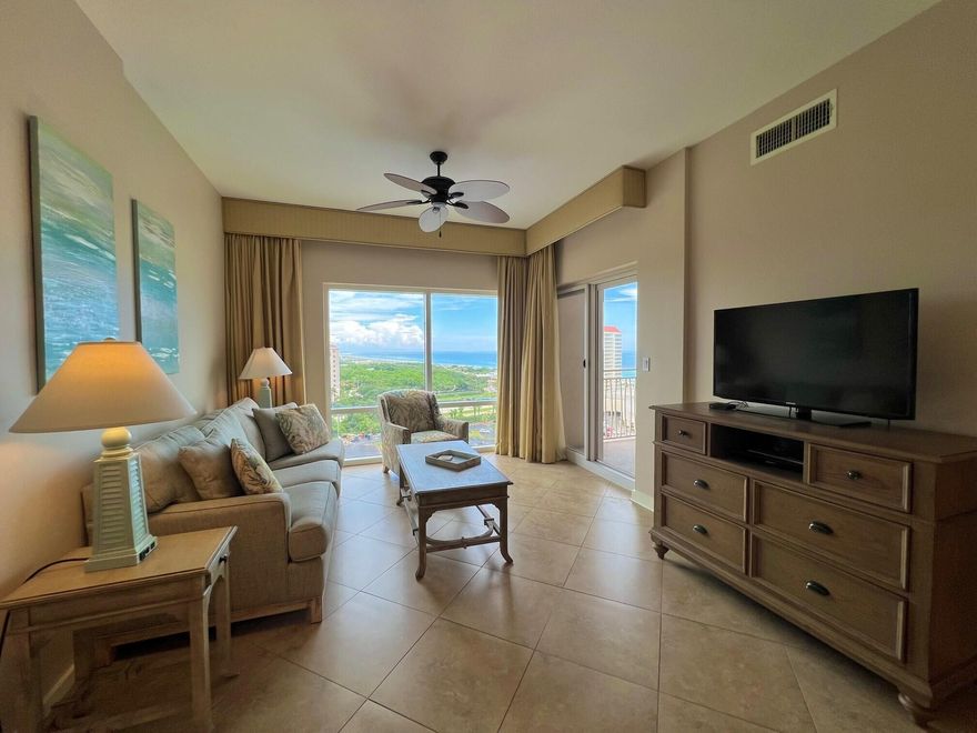 FULLY FURNISHED WITH ALL UTILITIES INCLUDED! This beautiful condo is located on the 11th floor and offers wonderful views of the Gulf of Mexico and even the Choctawhatchee Bay! Enjoy breathtaking sunrises over the Gulf of Mexico while you sip your morning coffee from the private balcony. The condo features a king bed as well as a sleeper sofa for your overnight guests. The bathroom can be accessed from the common area or directly from the bedroom. Luau offers a large resort style pool with waterfall and an on-site fitness center. This fantastic condo is available for a 6-month lease beginning mid-September, come relax and enjoy the resort lifestyle!