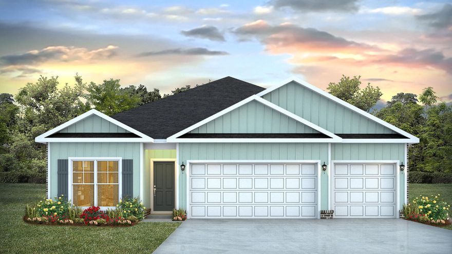 Welcome to 13 W Farm Owl Drive, a new home under construction at Owls Head Farms in Freeport Florida. This home is located on a corner lot. Step into the bright entry hall with EVP flooring leading through the expansive foyer that opens to a spacious open concept floor plan. As you enter the open living area you will find yourself at the heart of the home where the kitchen impresses with quartz countertops, matte black plumbing fixtures, tile backsplash and an island that serves as a gathering point for family and friends. Upper and lower cabinetry as well as a pantry allow for plenty of storage options. An appliance package that includes a stove, microwave and dishwasher is standard.