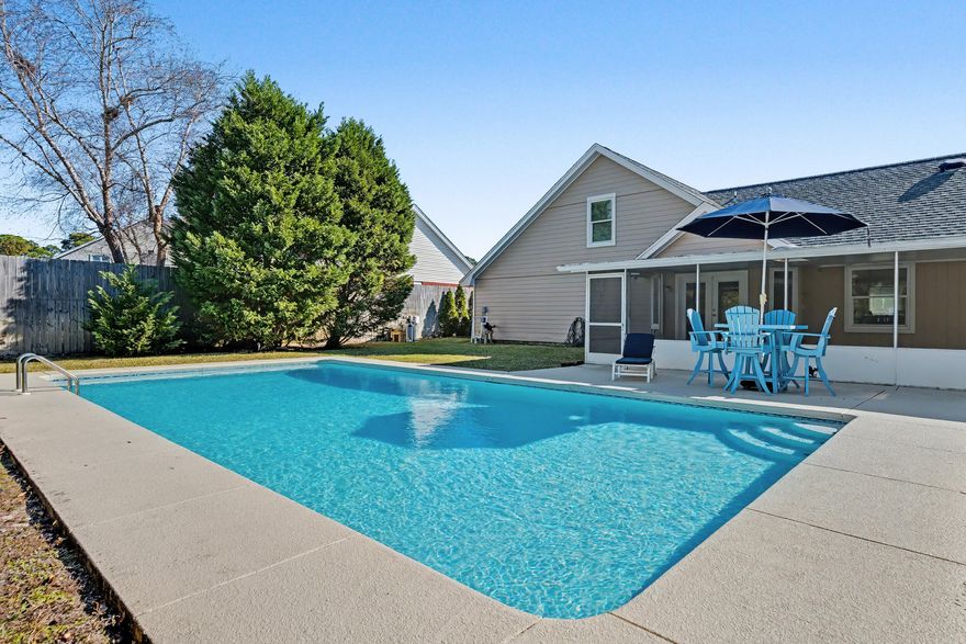 Welcome to the WATERFRONT COMMUNITY of EMERALD POINTE subdivision, with DEEDED WATER access. This stunning 5 bed, 3 bath home is just a short drive from Navarre beach and Hurlburt Field front gate. This beautifully maintained two-story home offers a SPACIOUS LAYOUT and boasts many quality upgrades. Featuring a 38x18 IN-GROUND GUNITE, SALT WATER POOL, resurfaced 2021, new sand filter tank 2024, pool pump in 2022. Other quality upgrades include New roof 2021,  hurricane impact windows 2023, water heater 2022, full a/c system 2018, new siding (front and west side) in 2023. There is also an extended concrete parking pad to accommodate an RV or boat, which includes water, sewer, and 30 amp hookup. Outside security cameras are also included. The kitchen is a chef's dream, boasting ample maple cabinetry finished with crown molding, sleek granite countertops, and a mix of black and stainless steel appliances. The kitchen seamlessly connects to the large screened-in patio and pool area through French doors, making it ideal for both ENTERTAINING AND RELAXING.   Whether you love boating, fishing, or simply relaxing by the shore, you'll appreciate the close proximity of this beautiful home to the water access of Santa Rosa Sound.  The private beach is available for use with annual membership in the optional HOA which hosts many community activities throughout the year. 