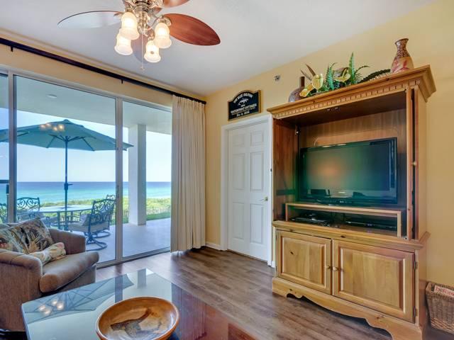 This High Pointe Resort condo in one of the coveted gulf front buildings is the thing of which dreams are made. Almost 1,400 square feet of seaside luxury with a toes-in-the-sand ground floor location on the famed beaches of 30-A which conjures up images of sun-splashed days of swimming, biking and relaxing. Expansive Gulf views at nearly every window, provide the ultimate alfresco living and entertaining environment! This unit is situated perfectly offering a direct walk out to the green space and views of the emerald waters of the Gulf of Mexico. An open floor plan allows for fabulous Gulf and sunset views from balcony, living room, dining room, kitchen, & master suite. This unit has tile and wood floors in all main areas and is beautifully decorated for easy beach living. Conveys fully