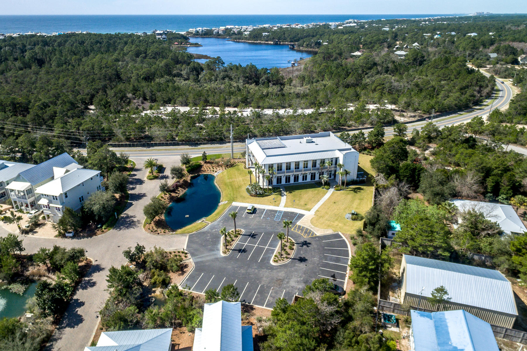 Solid block construction featuring fiber optics, efficient mechanical systems, and very nice finishes throughout!  Premier Class A professional office building on Scenic 30A of Blue Mountain Beach in South Walton County, Florida! The architecturally magnificent two-story building measures over 11,000 square feet and its site contains 31 parking spaces.  The landscape and its hardscaping is gorgeous!  Please inquire for further details.