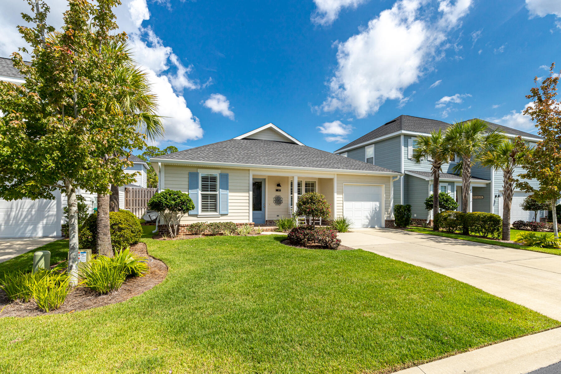 Great location in South Walton! This Phase III home with one car garage offers many custom upgrades. Centrally located, only 2 miles to Cessna boat launch and less than 3 miles to Gulf Place & the beach! This one owner home is in pristine condition featuring warm Coretec plank flooring throughout and tile in the bathrooms & laundry. Upgrades include backsplash and custom pantry shelving in the kitchen and crown molding throughout the main living areas. The open floor plan flows to the privacy fenced back yard and screened porch. Church Street Village amenities are all encompassing with pedestrian friendly walking paths that connect the community. Walk to the pool, fitness center, playground, or dog park! Complete yard maintenance is a bonus! Great for busy families & 2nd homeowners alike.