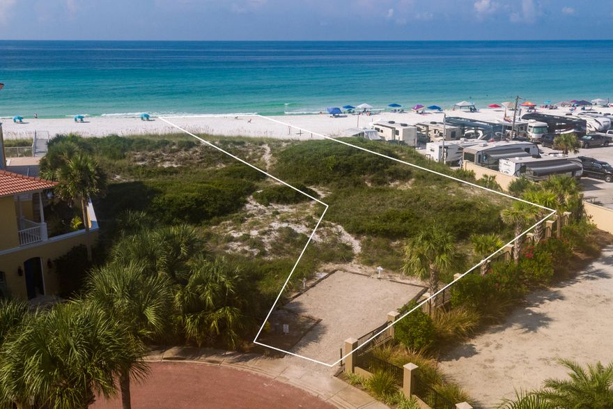 1 of 2 available Gulf Front lots in the exclusive gated Caribe neighborhood, perfectly located in Miramar Beach close to shopping, dining and medical facilities. Beautifuly designed gates with a manned gate house at Caribe's entrance protect this oasis from unnecessary traffic. Architectural guidelines insure esthetic continuity throughout the neighborhood. Caribe provides a lovely environment contrasting the frenetic energy of Hwy 98. The ''quiet'' begins with the opening of the Caribe entry gates, welcoming you to serenity. As you circle the soothing French Limestone fountain in the round-about, Rue Martine sets the mood for your peaceful, relaxing retreat. Caribe offers two pools, tennis and private beach. Private pools are allowed. No time limit to build.