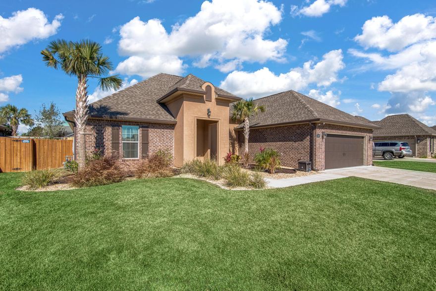Located in desirable community of The Waters, this 4 bedroom, 3 full bathroom home offers many upgrades and a gorgeous backyard oasis perfect for entertaining! With a new gunite saltwater HEATED pool (2019), encompassed with Flagstaff pavers and a sun shelf in the pool. You'll also enjoy the 18x9 covered porch and tiki bar with granite counter tops and outdoor kitchen that comes equipped with a Green Egg, sink, plumbing and electricity. The kitchen comes equipped with a 5 burner gas stove, convection microwave, fridge with ice and water dispenser, over-sized kitchen island with breakfast bar, large breakfast nook, walk-in pantry, beautiful granite counter tops with subway tile backsplash. The master suite is conveniently located just off the kitchen and has tray ceilings and the master bat Located in desirable community of The Waters, this 4 bedroom, 3 full bathroom home offers many upgrades and a gorgeous backyard oasis perfect for entertaining! With a new gunite saltwater HEATED pool (2019), encompassed with Flagstaff pavers and a sun shelf in the pool. You'll also enjoy the 18x9 covered porch and tiki bar with granite counter tops and outdoor kitchen that comes equipped with a Green Egg, sink, plumbing and electricity. The kitchen comes equipped with a 5 burner gas stove, convection microwave, fridge with ice and water dispenser, over-sized kitchen island with breakfast bar, large breakfast nook, walk-in pantry, beautiful granite counter tops with subway tile backsplash. The master suite is conveniently located just off the kitchen and has tray ceilings and the master bathroom has a double granite vanity, walk-in shower, garden tub, water closet and walk-in closet. The walk-in closet connects to the laundry room for your convenience. Two of the additional bedrooms share a Jack-and-Jill bathroom with a double granite vanity with a shower/tub combo. The fourth bedroom has a separate bathroom with granite counter tops and a shower/tub combo. Other notables are security alarm system with exterior cameras, Ring doorbell, whole house Generac generator (22KW), gutters, mud room with additional storage, designated office room with granite desk top, all closet shelving made of wood, granite encompassed gas fireplace,  large attic storage space, crown molding and tray ceilings, recessed lighting and ample storage space. Located just 12 miles to Pensacola Beach and less than 4 miles to Wal-Mart, Publix, Lowes and more shopping. Check out our full video tour on the MLS and YouTube.