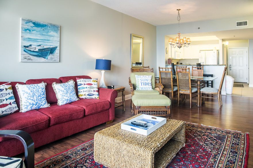 Wonderfully priced 2BR condo at Ariel Dunes II in Seascape Resort. This Condo comes fully furnished, sleeps 8 and is rental ready. Upgrades include new TV and stand, granite countertops and hardwood flooring in living area and bedrooms. HVAC and Washer/Dryer have been replaced. Ariel Dunes has 2 large pools totaling approximately 12,000 square feet with convenient deeded access to over 2,000 feet of white sugar sand beach less than 200 yards away. Ariel Dunes II is located in Seascape - a gated community offering amenities such as golf, tennis, pools, and a conference center.