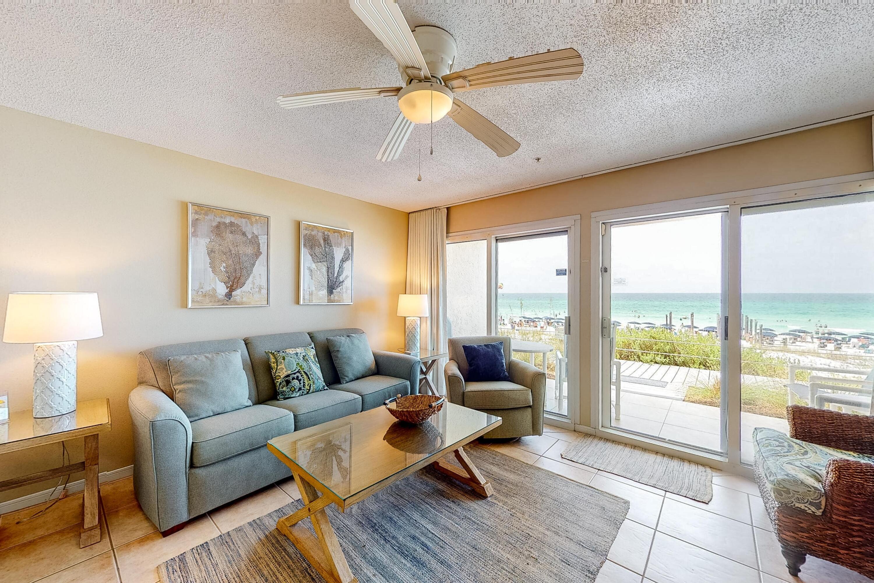 RARE OPPORTUNITY to own in Crystal Sands! 60k plus in gross rental income with room to grow....Walk out this ground floor unit and put your feet right in the sand ( no elevators to deal with) Unit 104A is comes fully furnished, rental ready and sleeps 6. It has 1 bedroom 1 1/2 bathrooms with bunk beds in the hallway. Crystal Sands Condos is conveniently located to nearby restaurants, shopping, and local area water sports and activities. For the investor, this unit has an excellent potential for producing rental income. Don't let this opportunity pass you by.