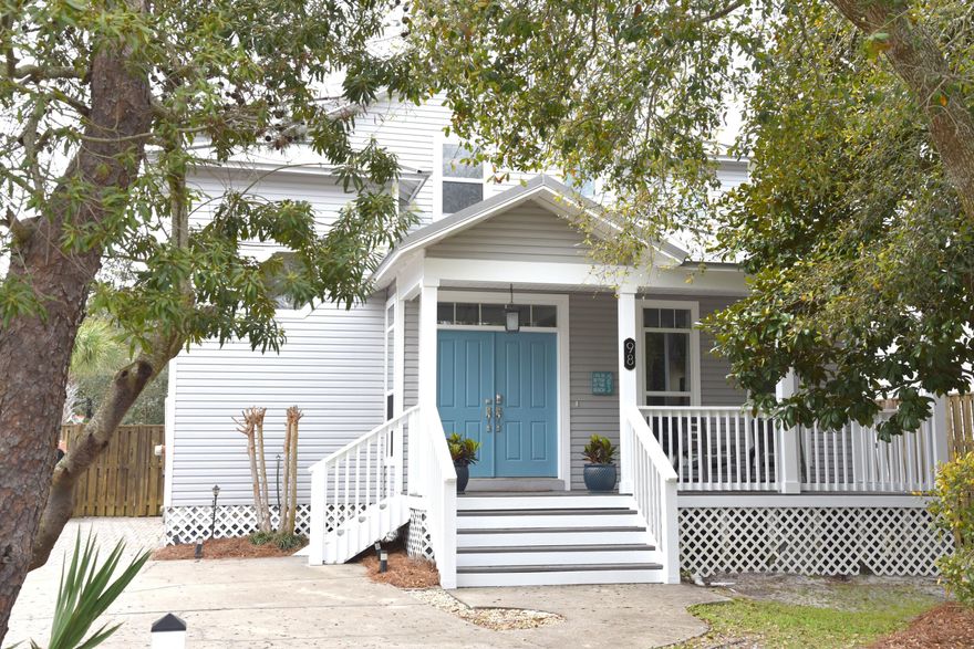 This pristine coastal retreat in Crystal Beach is just steps to one of the Gulf's most beautiful beaches. No HOA fee. Rental ready and comes fully furnished. This low maintenance, two story beach home's outdoor living area boast a freshly painted back covered deck/patio overlooking the oversized private pool,  lounge chairs and umbrellas that's enclosed by a privacy fence. The  welcoming newly painted front porch is for relaxing and there's parking for up to 5 cars/golf carts.
Inside, there are 3 bedrooms and 3 baths  in the well-designed layout making it ideal for a primary, secondary or rental home. The character of the home includes a large dining room, open kitchen with stainless appliances viewing the living area, master bedroom with a balcony and a private guest bedroom downstairs.