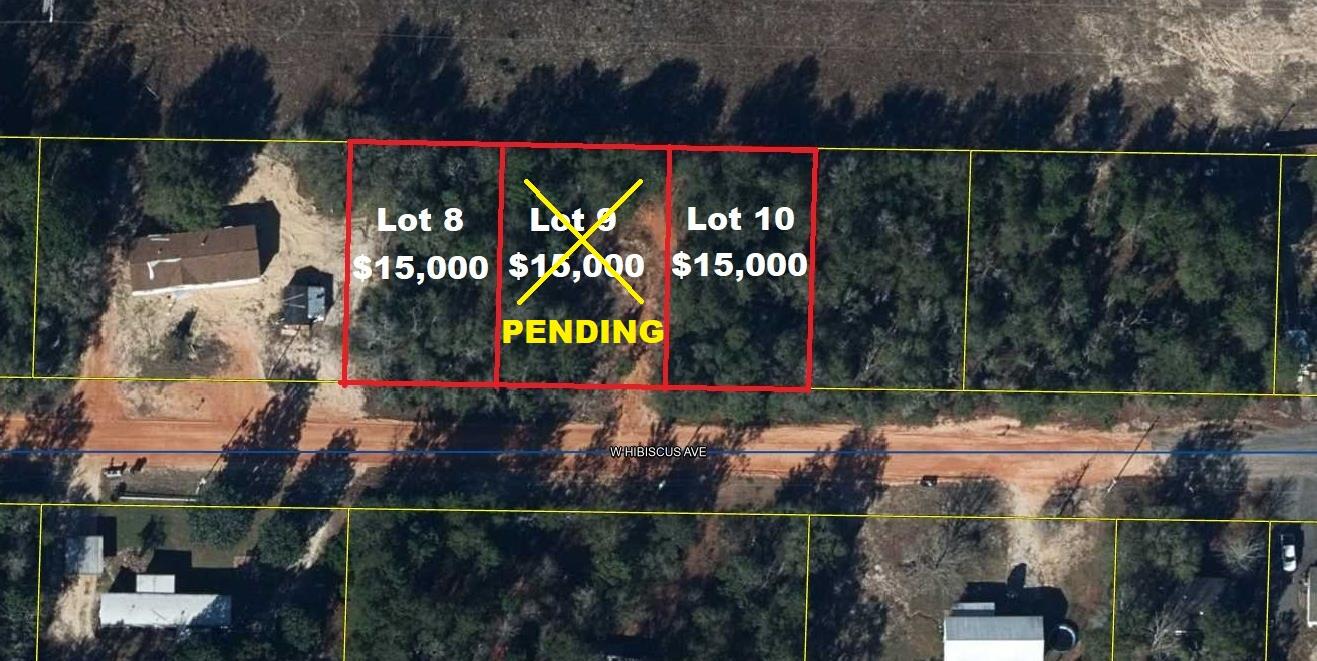 Lightly wooded lot just off paved road in growing Mossy Head community of Defuniak Springs. Property is located minutes from Blackstone Golf Course and I-10. Defuniak Springs and Crestview within 20 minutes and apx. 40 minutes to Niceville and Eglin AFB. No utilities currently on the property but power on street Public water is available with paid tap fee. Septic would be required. Lot 10 is also available for purchase at $15,000.