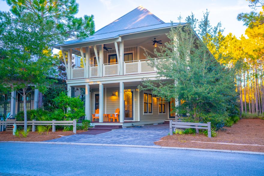 Beautiful Watercolor home with abundant outdoor spaces located on a quiet street and backing to green space. Home has many upgrades and the floor plan flows well. The first floor includes a master suite, office, plenty of storage, chefs kitchen, dining area and living room with fireplace. The large back deck has an outdoor fireplace and plenty of room to host outdoor gatherings. The 2nd level has another master bedroom, plus 2 other very large bedrooms and a great wrap around deck.