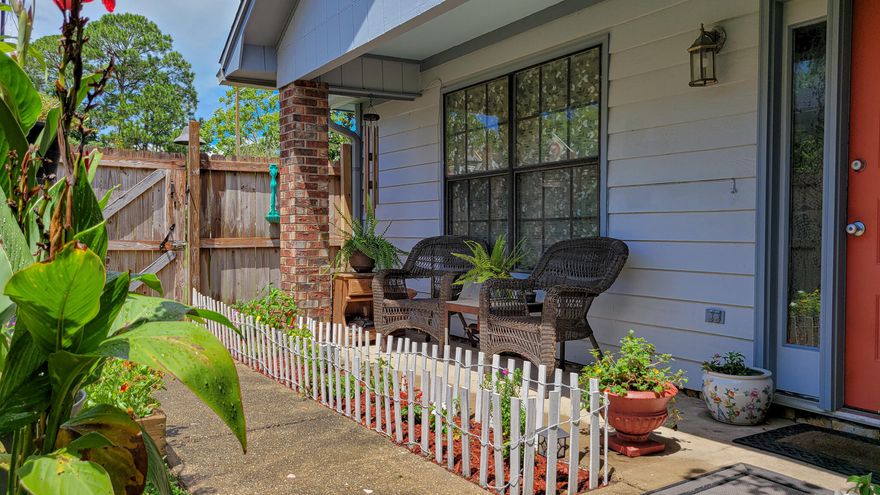 WHY RENT WHEN YOU CAN BUY?  Nice home situated on a quiet cul-de-sac in a great location.  New roof, gutters and new HVAC system!  Spacious living area with cathedral ceiling and custom tile flooring throughout.  Dining area has a new sliding glass door that leads out to the cover patio.  Kitchen has tile flooring, newer stove and sliding glass door to patio.  Master bedroom has a private bath  and a sliding glass door that leads out to the backyard.  Additional bedroom and hall bath.  Inside laundry room.  One car garage with a hurricane reinforced garage door.  Large covered front porch with beautiful flowers and another cover patio with a hot tub that conveys ''as is''.   Conveniently located near shopping, restaurants, schools and between Eglin AFB and Hurlburt.  Call today!!