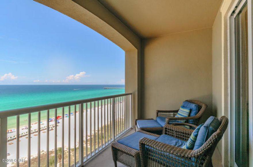 Luxe Gulf front living at the perennial favorite resort ~ Grand Panama. What a great price for 2 bedrooms, 2 bathrooms and a bunk nook - you can easily sleep 8 in this perfect rental condo! The unit is being sold fully furnished with warm & inviting dcor. Many upgrades and decorator-perfect finishes throughout. New paint & HVAC this summer ('17) The kitchen has been upgraded with stainless steel appliances, granite countertops & breakfast bar, custom tile backsplash, and 20'' tile floors. The Gulf front Master Suite opens to the large balcony, has a king bed, flat screen TV, balcony access, and en-suite bathroom. The master bathroom is exquisite with a large soaking tub, separate walk-in shower, granite countertops, double vanity, and tile floors. Grand Panama resort is situated on