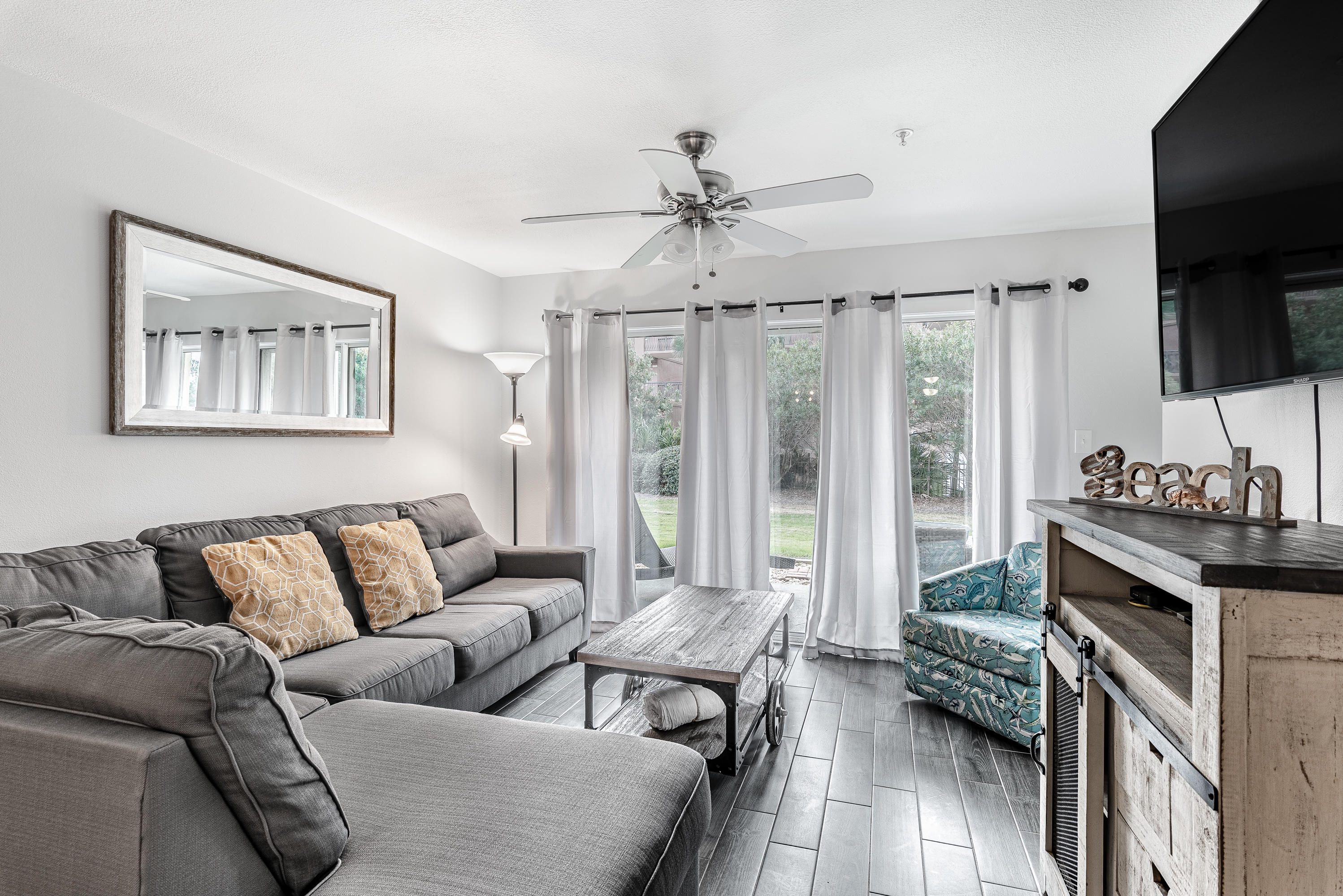 WOW!!! This condo is TOTALLY RENOVATED from floor to ceiling. Absolutely STUNNING. All furniture is INCLUDED! The 3 bedr / 2 bath condo at Ciboney Resort is conveniently located on the ground floor with easy walk out to your private patio and grassy area with a slight gulf view. Ciboney is just 100 yards from their private gated beach access and offers pool and tennis. Pets are allowed for both owners and guests. It is a quiet 4 story condominium with easy access to restaurants and shopping in Miramar Beach. It cannot be better than this for under $380K.