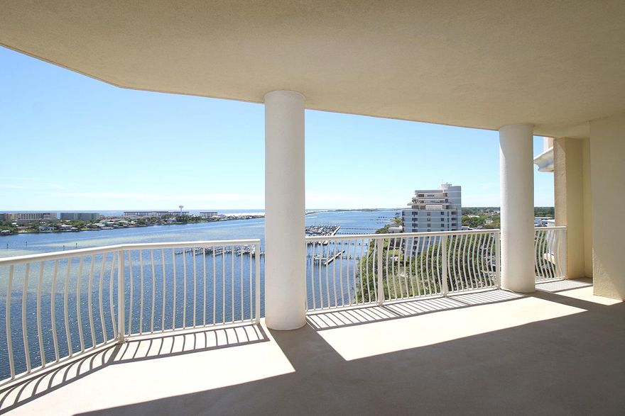 Welcome to Presidio Yacht Club - the epitome of life on the Emerald Coast! Facing southwest and situated on the Intercoastal Waterway, Unit 1005 boasts one of the most spectacular sunset gulf views available in Fort Walton Beach. This open concept unit is well appointed with trey ceilings, large kitchen island, double ovens, granite countertops, Pergo flooring and porcelain tile throughout; as well as upgraded fixtures and faucets, custom blackout window treatments, and Nest thermostat. This beautiful building is complete with a large soundfront pool and hot-tub, waterview gym, theatre room, community room, gated docks, BBQ grills, and parking garage. This unit also has additional deeded interior storage and garage spaces. Call today to schedule your viewing of this exceptional unit!