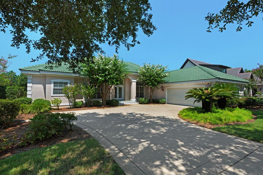 This home epitomizes the #1 rule in real estate: location, location, location. Tucked away at the end of an enchanting lake enclave in Destin's highly desirable golf community Regatta Bay, this might be one of the best interior lots in the neighborhood. It's exceptionally quiet, offers gorgeous scenic views, and gazes west across the lake for the best sunsets. Lake views are visible from all main areas including the kitchen and master suite and are emphasized by large windows and sliding glass doors. With some updating, this beautifully landscaped, one-level, 2,704 sq ft, Mediterranean-style home will be a fresh and current lakefront retreat. Features include: high 12-foot ceilings, a well-configured kitchen design, ceramic tile floors, a dedicated office, fireplace, and screened-in porch.