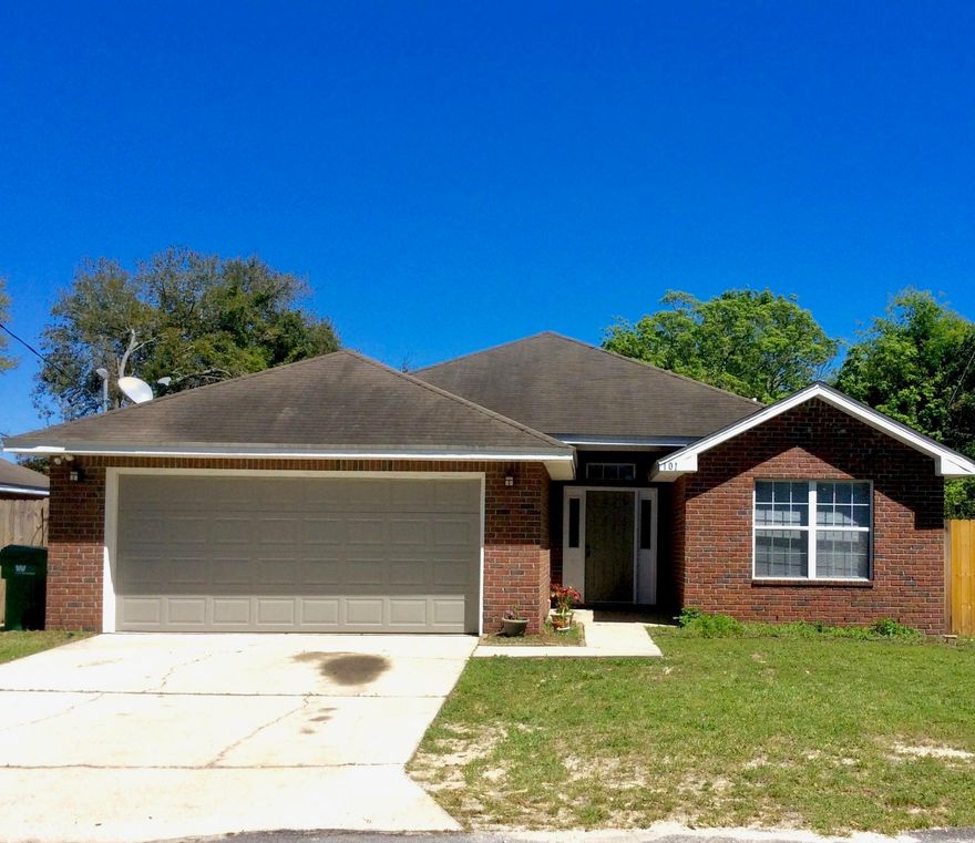 A great opportunity to own this 2004 built home, with an open concept interior design; approximately 1.5 miles from Hurlburt Fields front gate. The living area welcomes you and your guests with high ceilings and a cozy gas fireplace. Ceramic tile in common, heavy traffic areas with carpet in all bedrooms. Spacious kitchen and dinette area with plenty of storage space and a breakfast bar. Large master suite has raised Tray/Cofferd ceilings. Master bath offers double his/hers vanity, walking closet and separate garden tub and shower. This home offers two great sized additional bedrooms and bathroom, great for family, guests or office. Privacy fenced backyard, two car garage and a nice size laundry room complements this great home. A MUST SEE!!!