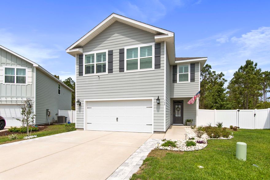 Welcome to 144 Stonegate Circle, a stunning home nestled in the heart of Santa Rosa Beach which backs up to the state forest. This beautifully designed property boasts four spacious bedrooms, two and a half bathrooms, and a host of luxurious features throughout. This property is equipped with smart home technology, a whole house Kinetico water filtration system and a security system.Step inside and be greeted by this bright, spacious open floor plan perfect for entertaining. The inviting kitchen features, stainless steel appliances, white shaker cabinets, a large center island with seating and additional cabinets for storage.Retreat to the luxurious master suite, which offers a peaceful haven, a spa-like ensuite bathroom with a soaking tub, and a walk-in closet. The additional bedrooms