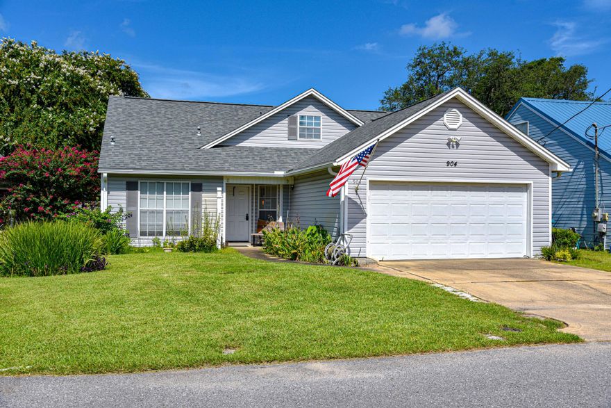 LARGE Master Suite with wonderful walk-in shower on the first floor with 2 bedrooms and a spacious landing upstairs.  This well-maintained home with some upgrades lives big with a breakfast nook and formal dining area!  Downstairs is totally tiled and upstairs is carpeted.  On a quiet Cul-de-Sac street, this home is the perfect fit for the 3 ''L''s of Real Estate... LOCATION:  Close to BOTH bases!  LOCATION:  3 to 4 miles from the whitest beaches in the world!  LOCATION:  An easy trip to I-10 (approximately 20 miles) and all points East (Tallahassee, Orlando, Miami) or West (Mobile, Biloxi, and... TEXAS).  Seller will provide a carpet allowance if requested. Room measurements are not exact. Tile floor 2013, HVAC 2007, Washer/Dryer 2021, Roof 2021.  Owner is still in the process of moving
