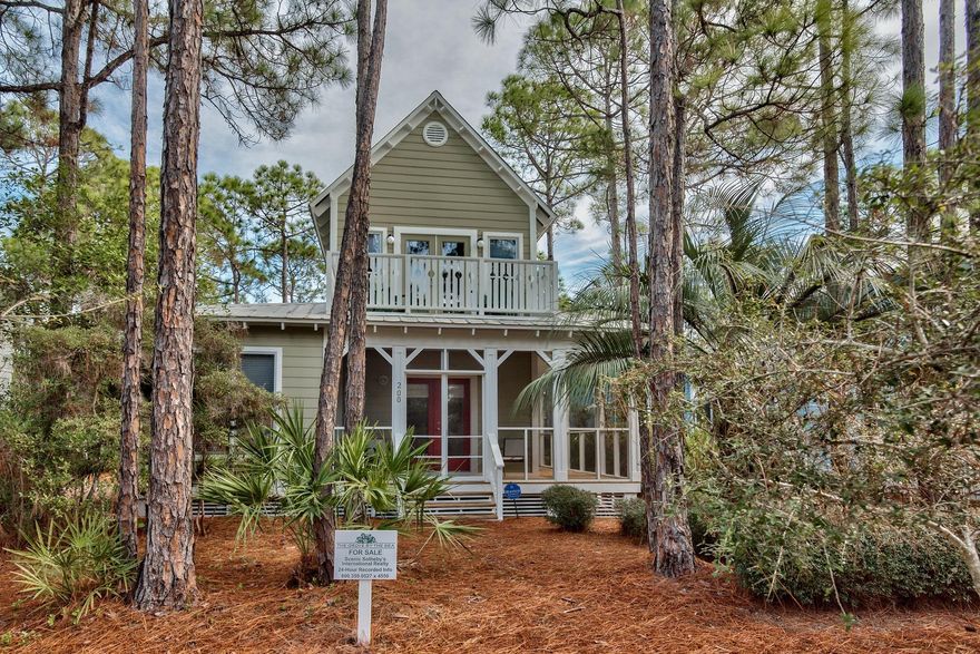 This charming Florida cottage is just steps from one of the two community pools and a five minute walk to the Gulf. It is located in Grove By The Sea, an established community with shady, tree-lined streets dotted with homes featuring neighborly front porches and pitched metal or shake roofs.''The Grove'', as locals refer to it, is less than a mile from the bustling community of Seaside, a pleasant walk or 5 minute bicycle ride away. Home has been freshly painted, features hardwood floors, raised ceilings, an L-shaped screened porch and easy-care natural landscaping. Some furnishings convey as do washer and dryer. Best-priced home in The Grove. All measurements are approximate and should be verified