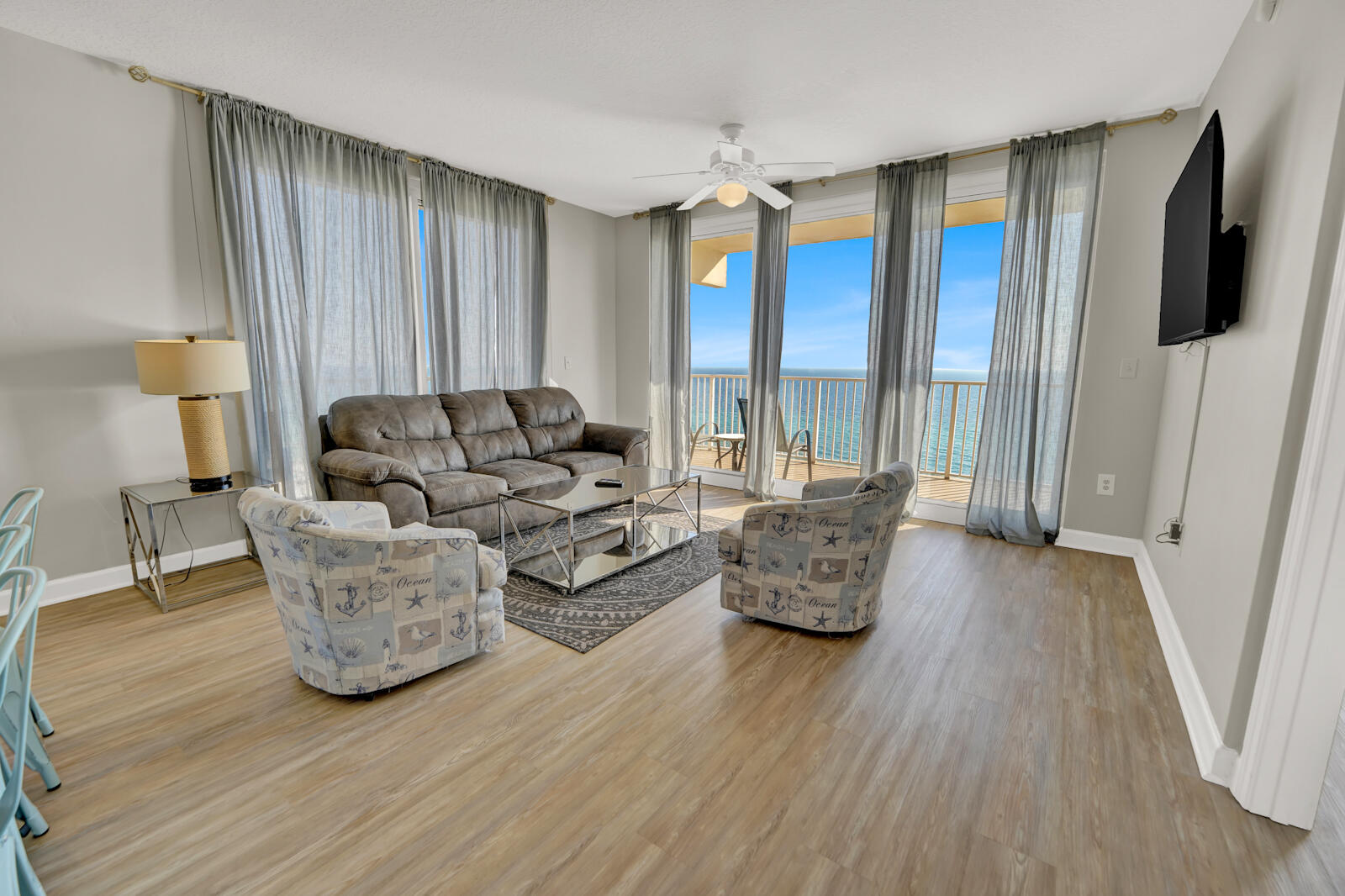 BEAUTIFUL 3BR/3BATH LOOKING OVER THE GULF WITH WRAPPED BALCONY AND PANORAMIC VIEWS OF BOTH SUNRISE AND SUNSET!!! The ''U'' floor plan offers great privacy as it faces eastward, away from the pool and other amenities which most guests and owners do enjoy at times. It also has same level parking. This premium unit generates great income and is the perfect fit for an investor with a bigger family. In addition to that, the unit has been recently refurnished with new furniture in all the bedrooms and living room, new LVP flooring all throughout the rooms, new hanging light fixtures, freshly painted, and the unit comes fully furnished and turnkey ready!! Moreover, the building has an array of amazing amenities, star shaped hot tub, designer pool, gym, pizza, ice/donut shop, spa, & beach access.