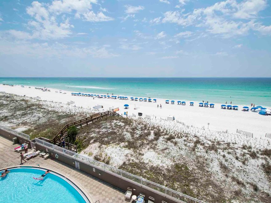 Island Princess 510 is roomy and inviting, with 3BR/3BA, and enough space for eight guests. Everyone will be drawn to the sight of the Gulf visible through the living room's wall-to-wall glass windows. A wide balcony provides plenty of seating for everyone to pull up a chair and soak up the view! Enjoy a late-morning breakfast at the breakfast bar, or gather around the dining room table and enjoy the meal you prepared in the fully equipped kitchen. The red backsplash feels especially luxurious against the white appliances and countertop! Guests staying in the master bedroom will love waking up to Gulf views every morning, as there is additional balcony access through this bedroom as well.