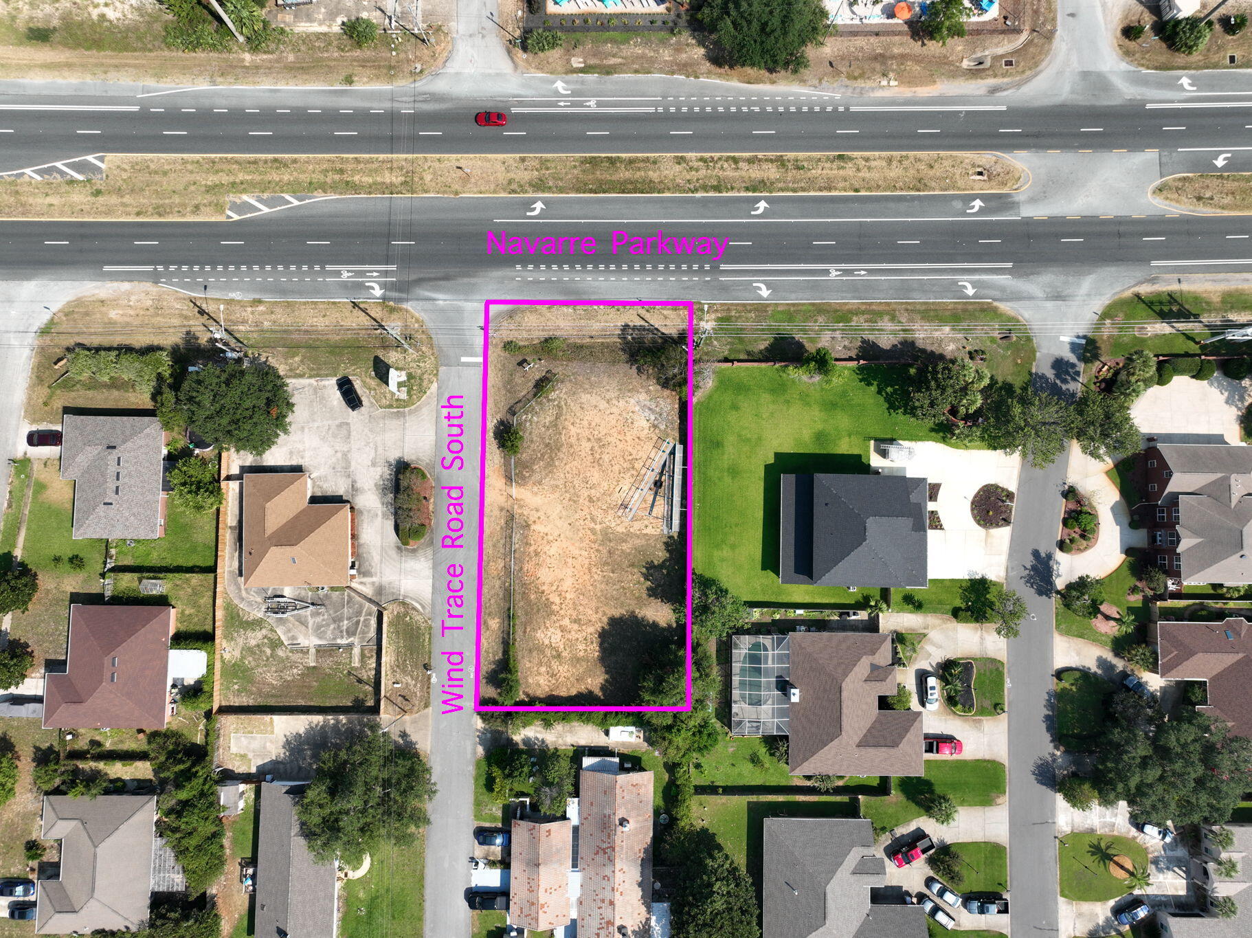 Highway 98 Commercial lot zoned HCD. Great visibility from Highway 98 traffic, with 81 feet of highway frontage. The cleared lot is 81 X155 and is accessed from Wind Trace Rd South.