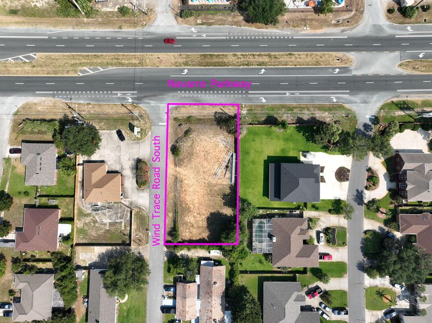 Highway 98 Commercial lot zoned HCD. Great visibility from Highway 98 traffic, with 81 feet of highway frontage. The cleared lot is 81 X155 and is accessed from Wind Trace Rd South.