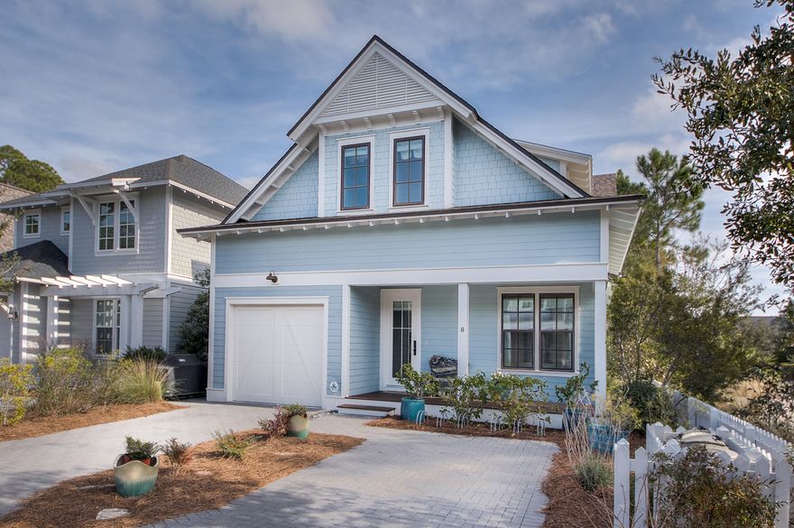 This beautiful cottage in WaterSound West Beach is truly a must see with lovely finishes and furnishings. It is offered turn-key, fully furnished with a few minor exceptions. This 4 Bedroom 4.5 Bath home has everything you need for a primary or vacation home and offers the following features; beautiful hardwood floors throughout, v-groove wood walls, open concept living area with bar area with wine fridge. Great room opens onto a spacious screened in porch. The first floor is completed with one of two master bedrooms with a spacious master bath retreat. The second floor offers a second living area/entertainment space with vaulted ceilings, a second master suite with ensuite bath, and two guest bedrooms one with ensuite and the other with ensuite/hall bath. This home offers all hurricane rated impact doors and windows, a 1-car garage, enclosed outdoor shower, tankless hot water heater and much more. WaterSound West Beach is located South of 30A and bordered by the 1,995-acre Deer Lake State Park & the sugary white sands and crystal clear water of the Gulf. This gated community offers private deeded beach access, beautiful pool, outdoor grill and fireplace, charming parks, boardwalks, winding trails and natural areas to explore. The Buyer of this home has the option to join the Watersound Beach Club as a social member.