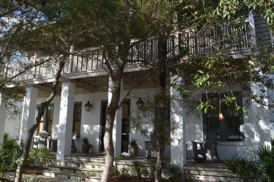 REO on the gulf side of Rosemary Beach. Fantastic location and wonderful floorplan with kitchen, living, & dining room, 1 bedroom & 1 1/2 baths on the 1st level. Large master suite, bunk room, guest bedroom & 3 baths on 2nd level of main home. Enchanting courtyard with a small splash pool separates the main house and the carriage house. The beautifully adorned carriage house sits atop a 2 car garage. Carriage house features full kitchen, living/dining room, half bath and built in bunks on 1st level. Second level includes master bedroom and bath. Main house and carriage house include an abundance of porches to enjoy the salty gulf breezes in the summer and the cool nights in the winter.A short stroll to the beach access at the end of Green Turtle Lane. Sold AS-IS with right to inspect.