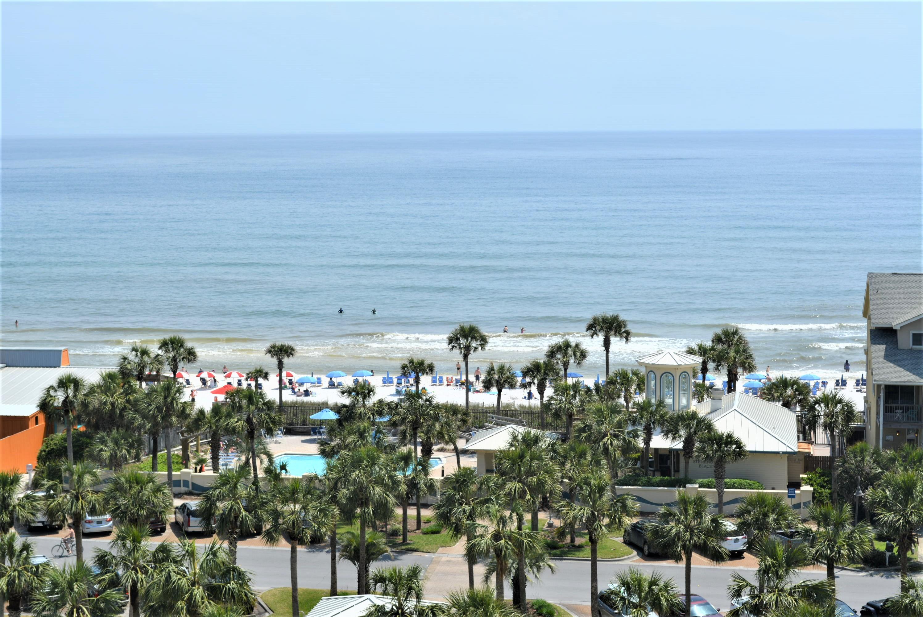 YOU MUST SEE! the amazing Gulf views from the 8th floor of this Sterling Shores condo. This 2 bedroom 2 bathroom condo comes fully furnished, sleeps 6 and is rental ready. Currently used as a vacation rental but can also be used as a second home or full-time home. Sterling Shores is considered one of the Top Vacation Resorts in Destin and is part of a 8+ acre gated community with a lagoon style pool, private beach club with gulf-side heated pool, fitness center, 42 seat theater, BBQ area, picnic area and has deeded beach access. Close to shopping, dining and entertainment. Come visit Sterling Shores!
